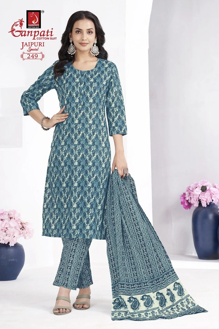Ganpati Jaipuri Special Vol 10 Pure Cotton Wholesale Readymade Salwar Suit Catalog — Wholesale Salwar Suits, Ganpati wholesale from Surat — view 3